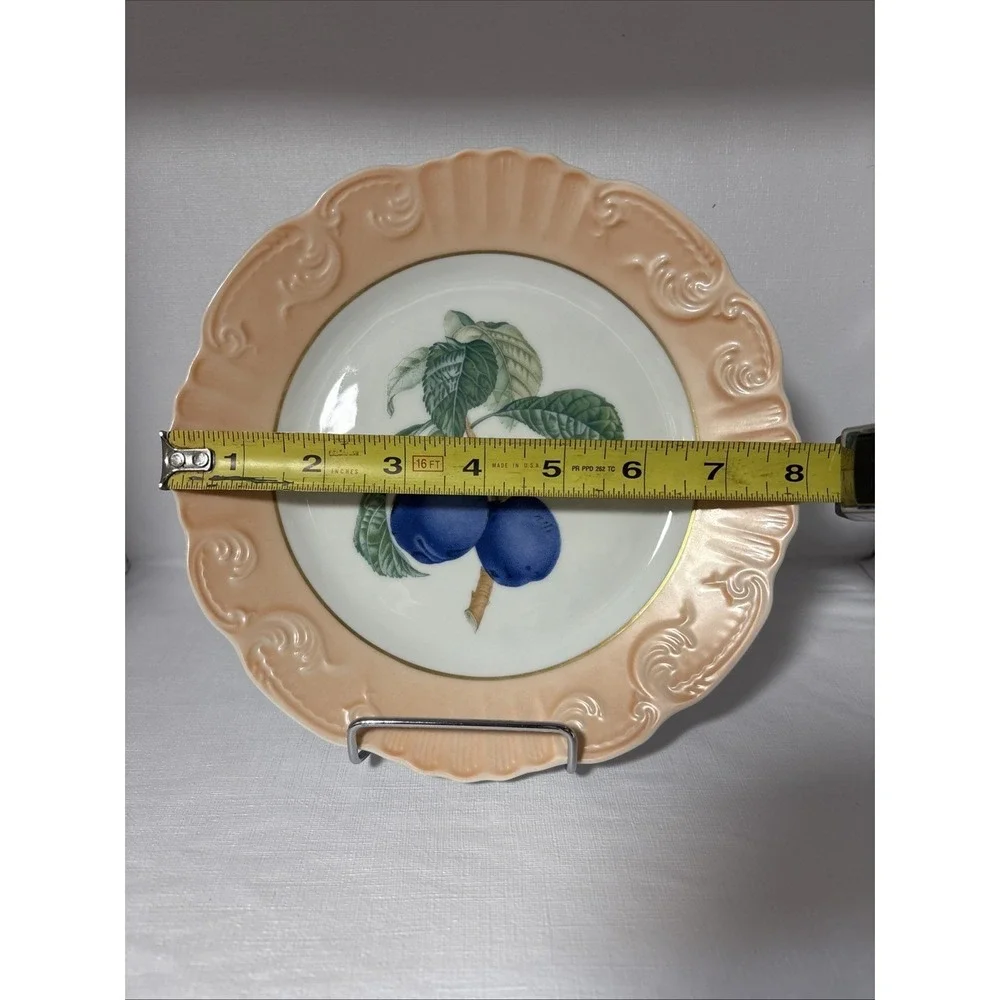 Mottahedeh Dessert Plate And Bowl Set Plum Design Summer Fruit Collection